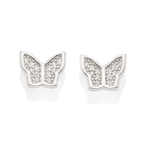 SILVER 925 SHINY BUTTERFLY STUD EARRINGS