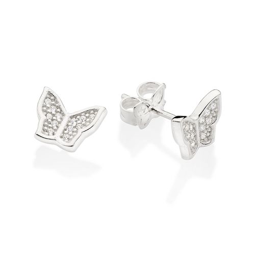 SILVER 925 SHINY BUTTERFLY STUD EARRINGS