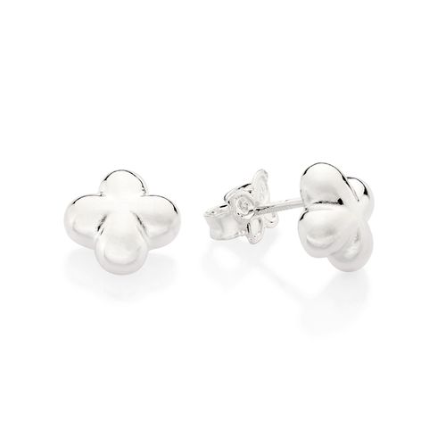 SILVER 925 CHUNKY FLOWER STUD EARRINGS