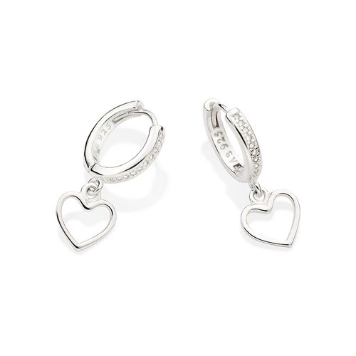 SILVER 925 HEART HUGGIE EARRINGS