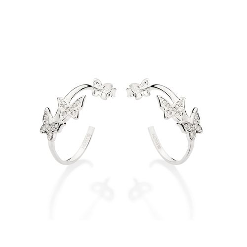 SILVER 925 DOUBLE BUTTERFLY HOOP EARRINGS