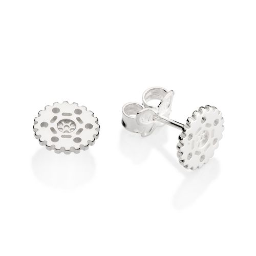 SILVER 925 MEN’S GEAR STUD EARRINGS