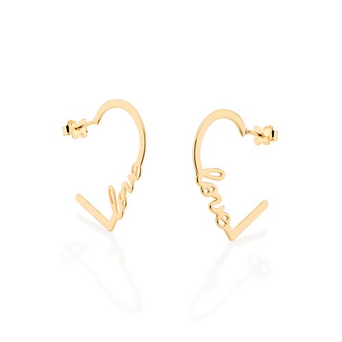 GOLD LOVE HEART HOOP EARRINGS