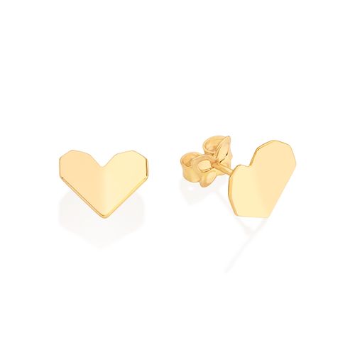 GOLD ORIGAMI HEART STUD EARRINGS