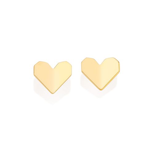 GOLD ORIGAMI HEART STUD EARRINGS