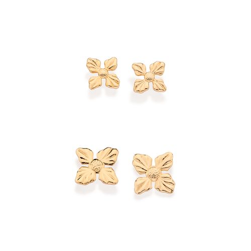 GOLD FOUR PETAL FLOWER EARRING KIT