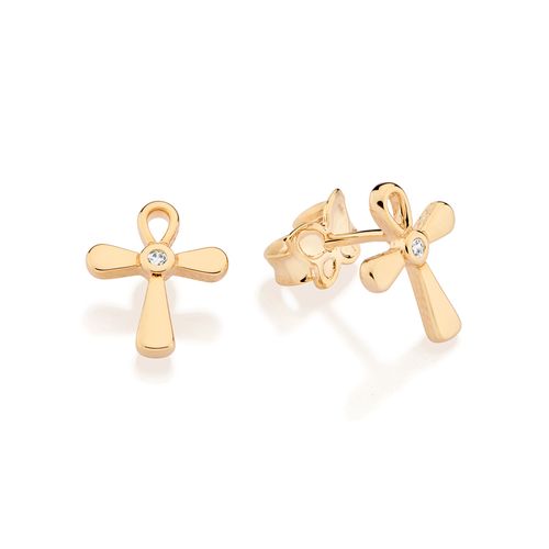 GOLD CROSS STUD EARRINGS