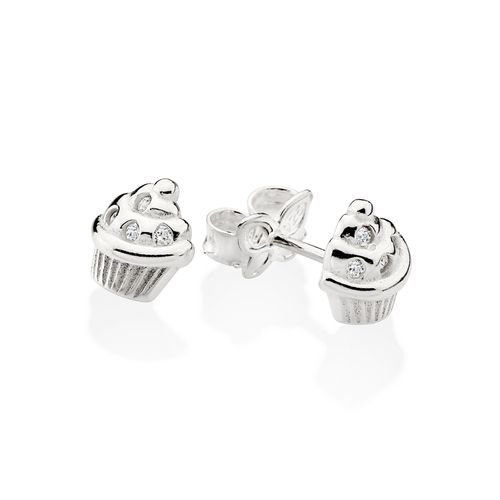 SILVER 925 CUPCAKE STUD EARRINGS