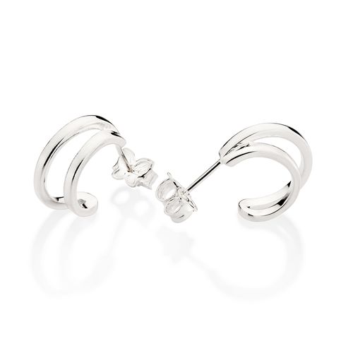 SILVER 925 DOUBLE HUGGIE EARRINGS