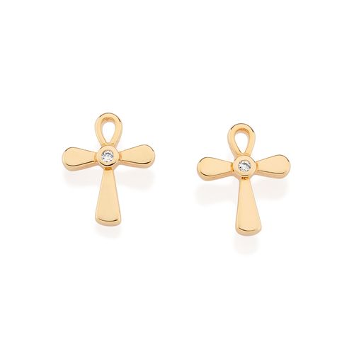 GOLD CROSS STUD EARRINGS