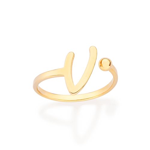 GOLD CURSIVE INITIAL RING-LETTER V