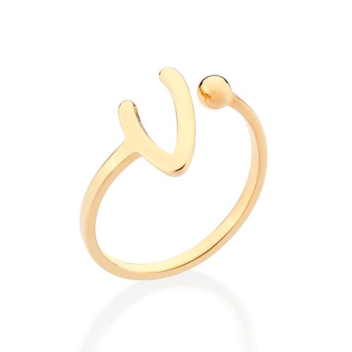 GOLD CURSIVE INITIAL RING-LETTER V