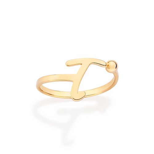 GOLD CURSIVE INITIAL RING-LETTER T