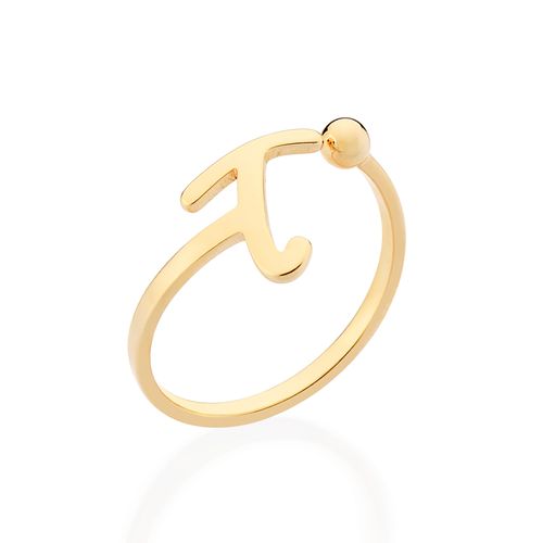 GOLD CURSIVE INITIAL RING-LETTER T