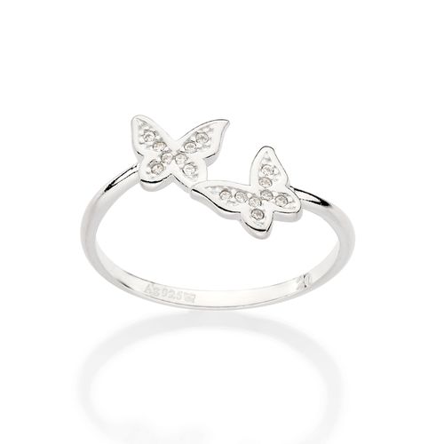 SILVER 925 DOUBLE BUTTERFLY SKINNY RING