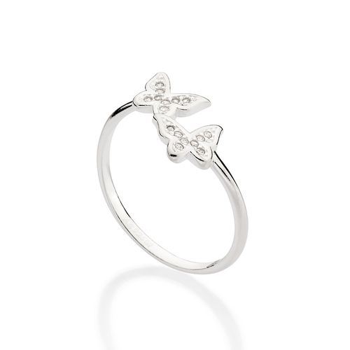 SILVER 925 DOUBLE BUTTERFLY SKINNY RING