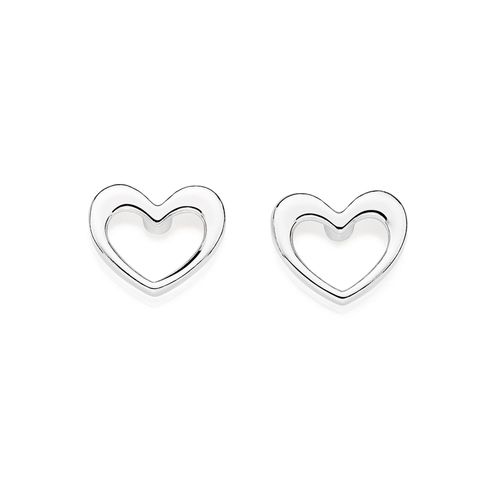 SILVER 925 HOLLOW HEART STUD EARRINGS