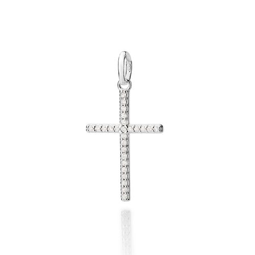 SILVER 925 THIN STUDDED CROSS PENDANT