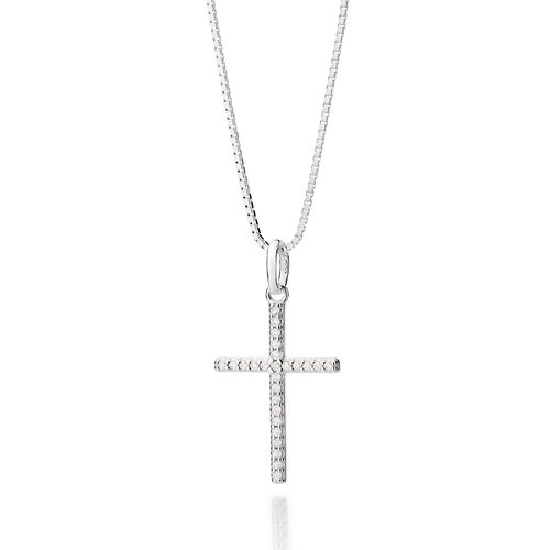 SILVER 925 THIN STUDDED CROSS PENDANT