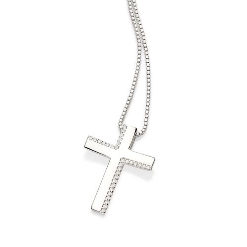 SILVER 925 THICK STUDDED CROSS PENDANT