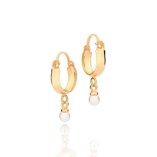 GOLD HORSE SHOE PEARL HUGGIE EARRINGS