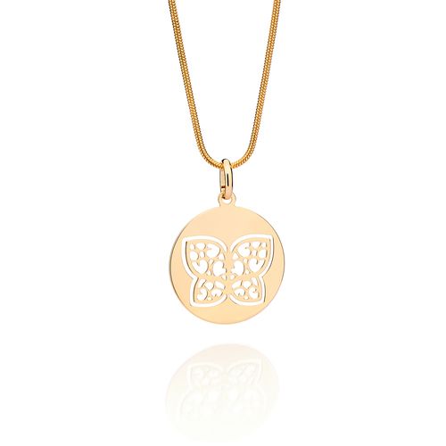 GOLD HOLLOW BUTTERFLY MEDAL PENDANT