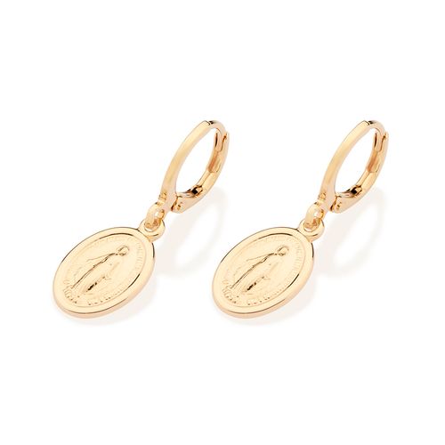 GOLD OUR LADY OF GRACE HUGGIE EARRINGS