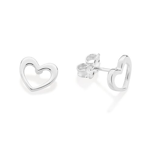 SILVER 925 HOLLOW HEART STUD EARRINGS