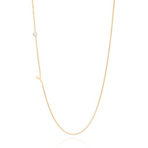 GOLD LETTER NECKLACE-LETTER Y