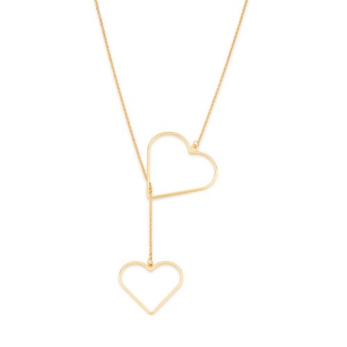 GOLD DOUBLE HEART Y-NECKLACE