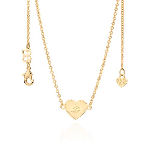 GOLD INITIAL HEART NECKLACE-LETTER D