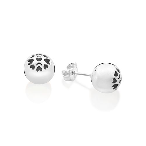 SILVER 925 HEART BALL STUD EARRINGS