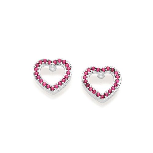 SILVER 925 RUBI HEART EARRINGS