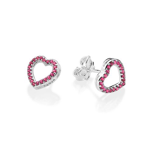 SILVER 925 RUBI HEART EARRINGS