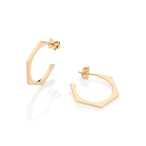 GOLD ABSTRACT SKINNY HOOP EARRINGS