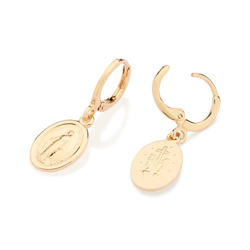 GOLD OUR LADY OF GRACE HUGGIE EARRINGS