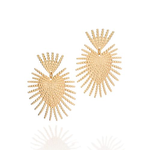 GOLD SACRED HEART MAXI EARRINGS