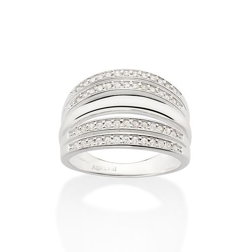 SILVER 925 STUDDED FOUR BAND MAXI RING