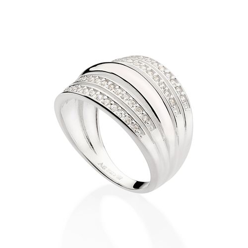 SILVER 925 STUDDED FOUR BAND MAXI RING