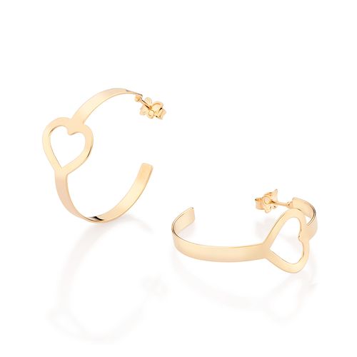 GOLD HOLLOW HEART HOOP EARRINGS