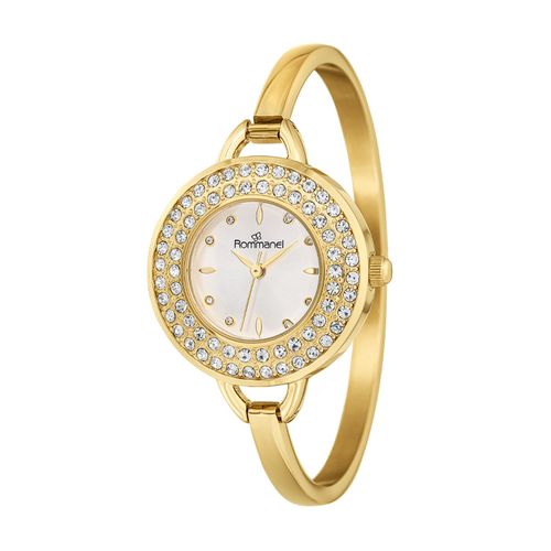 GOLD BRACELET ANALOG WATCH WITH CRYSTALS