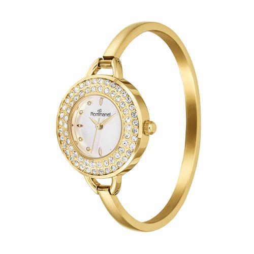 GOLD BRACELET ANALOG WATCH WITH CRYSTALS