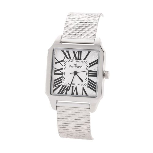 SILVER SOCIAL ANALOG WATCH WITH ROMAN NUMERALS