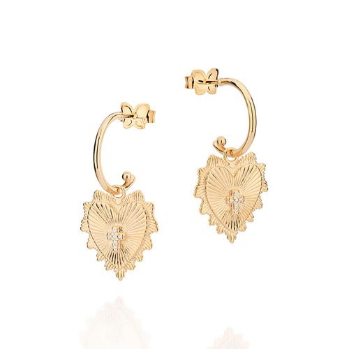 GOLD FAITHFUL HEART HUGGIE EARRINGS