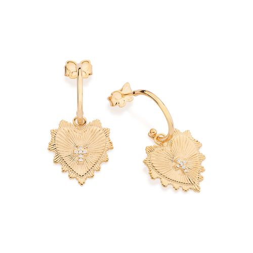 GOLD FAITHFUL HEART HUGGIE EARRINGS