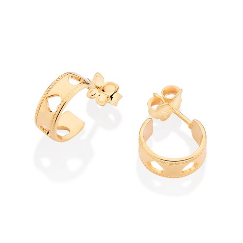 GOLD HOLLOW HEARTS HOOP EARRINGS