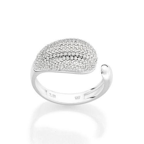 SILVER 925 DROPLET STUDDED ADJUSTABLE RING