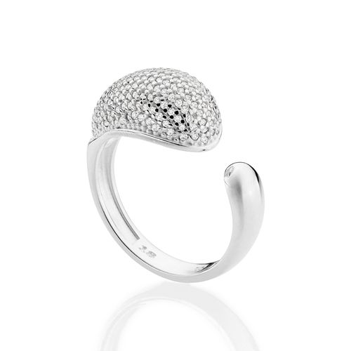 SILVER 925 DROPLET STUDDED ADJUSTABLE RING