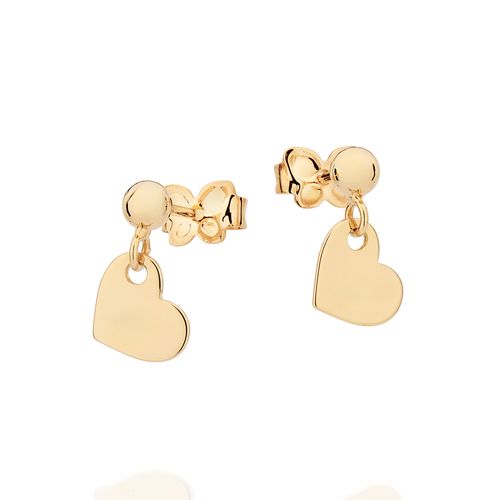 GOLD DANGLY HEART STUD EARRINGS