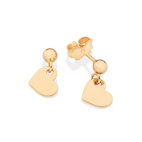 GOLD DANGLY HEART STUD EARRINGS